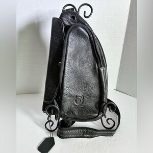 NWT Bullcaptain Black Leather Sling Bag